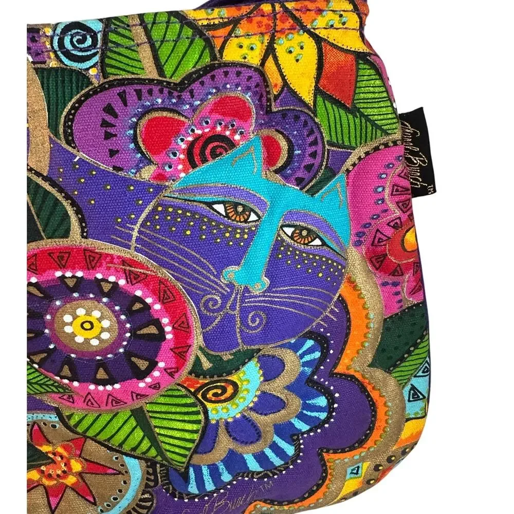Laurel Burch Crossbody Colorful Cat Carlotta's Garden Crossbody bag